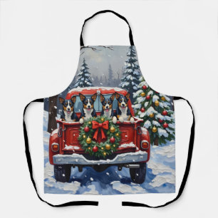 Blue Heeler Christmas Red Truck Holiday Apron