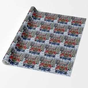 Blue Heeler Christmas Red Truck Holiday Wrapping Paper