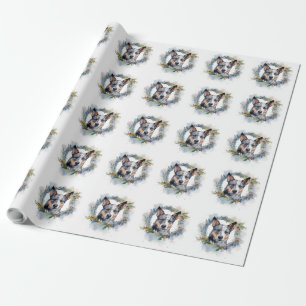 Blue Heeler Christmas Wreath Festive Pup Wrapping Paper