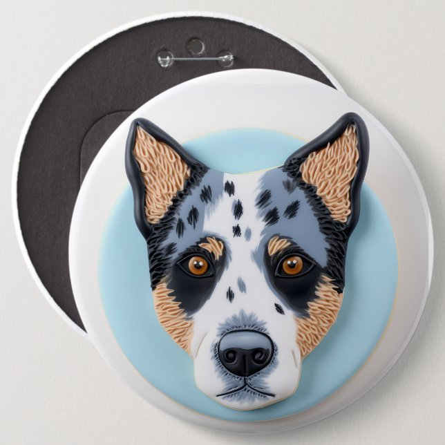 Blue Heeler Dog 3D Inspired 6 Cm Round Badge (Front & Back)