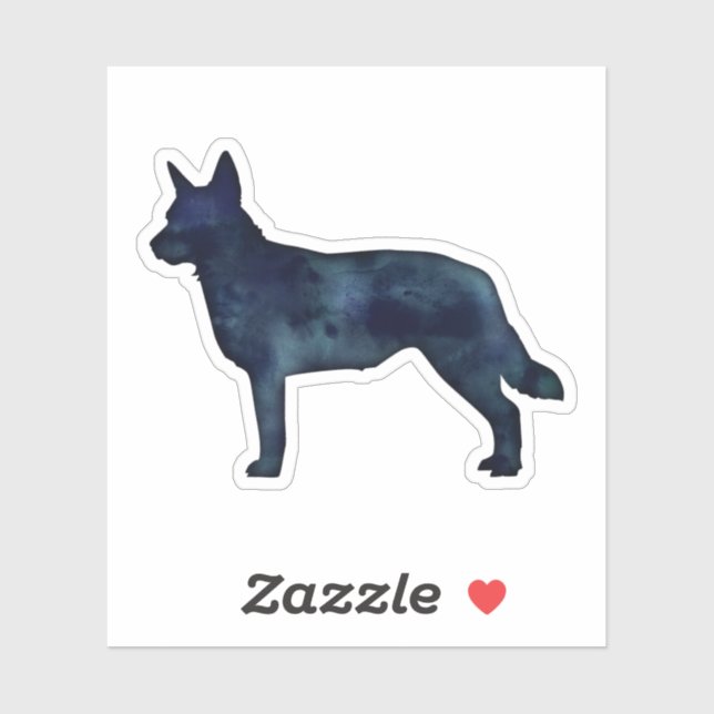 Blue Heeler Dog Breed Silhouette Black Watercolor (Sheet)