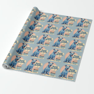 Blue Heeler Dog Colourful  Wrapping Paper