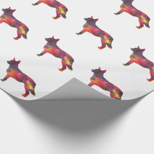 Blue Heeler Dog Geometric Pattern Silhouette Multi Wrapping Paper