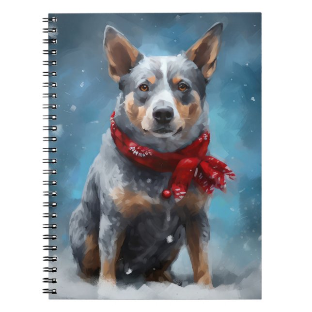 Blue Heeler Dog in Snow Christmas  Notebook (Front)