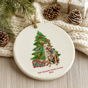 Blue Heeler Dog Personalised Christmas Ceramic Ornament