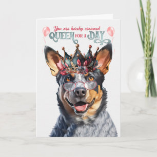Blue Heeler Dog Queen for a Day Funny Birthday Card