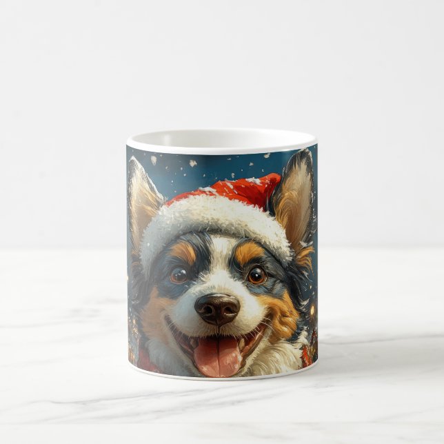 Blue Heeler Dog Roller Coaster Christmas Coffee Mug (Center)