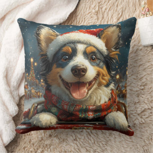 Blue Heeler Dog Roller Coaster Christmas Cushion