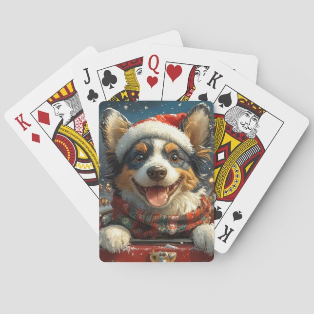Blue Heeler Dog Roller Coaster Christmas Playing Cards (Back)