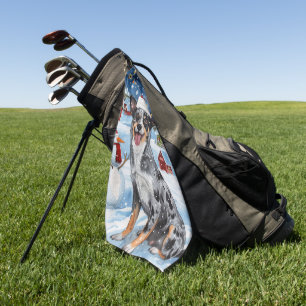 Blue Heeler Dog Winter Wonderland Christmas Joy  Golf Towel