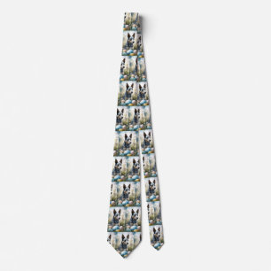 Blue Heeler Dog with Easter Eggs Holiday Tie