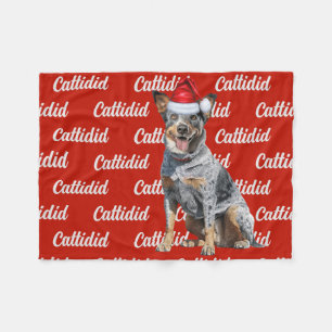 Blue Heeler Dog with Name Patterned Christmas Fleece Blanket