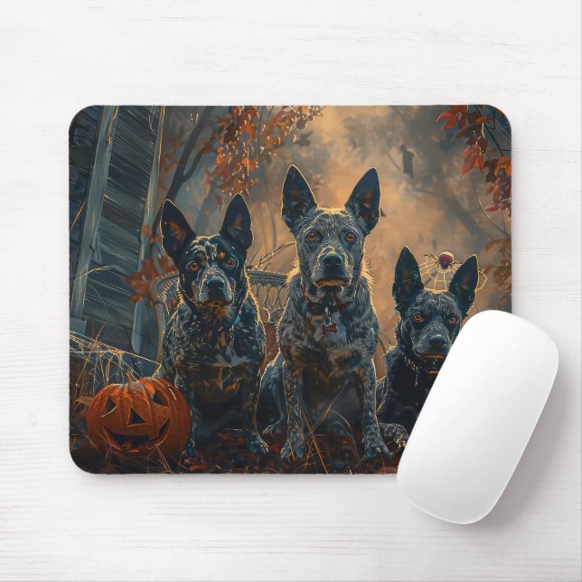 Blue Heeler Halloween Night Doggy Delight Mouse Pad (With Mouse)