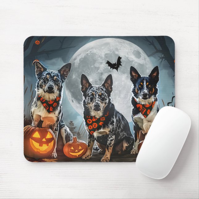 Blue Heeler Halloween Spooky Mouse Pad (With Mouse)