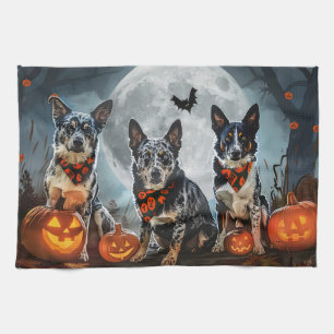 Blue Heeler Halloween Spooky Tea Towel