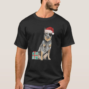 Blue Heeler Herding Aussie Puppy Christmas Santa H T-Shirt