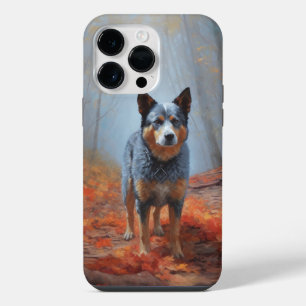 Blue Heeler in Autumn Leaves Fall Inspire iPhone 14 Pro Max Case
