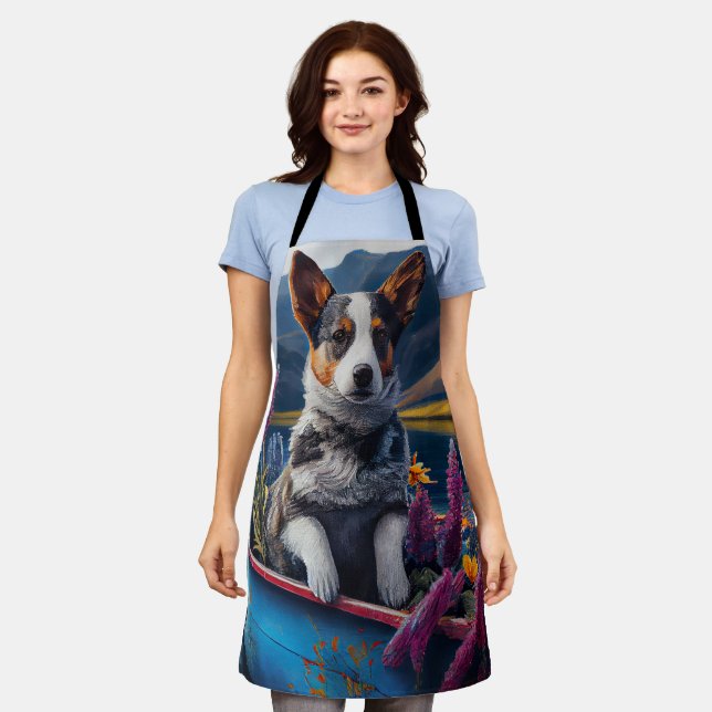 Blue Heeler on a Paddle: A Scenic Adventure Apron (Worn)