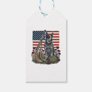 Blue Heeler Patriotic Memorial Vintage Engraving S Gift Tags