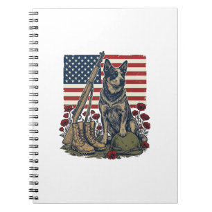 Blue Heeler Patriotic Memorial Vintage Engraving S Notebook