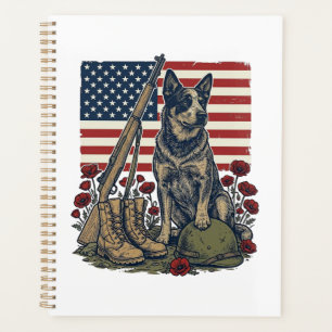 Blue Heeler Patriotic Memorial Vintage Engraving S Planner