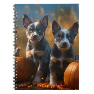Blue Heeler Puppy Autumn Delight Pumpkin Notebook