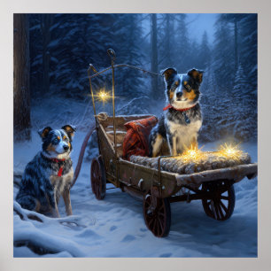 Blue Heeler Snowy Sleigh Christmas Decor 