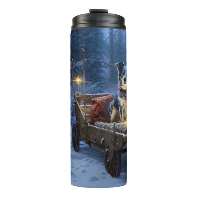 Blue Heeler Snowy Sleigh Christmas Decor  Thermal Tumbler (Front)