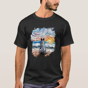 Blue Heeler Starry Night Artwork Cattle Dog Lover  T-Shirt