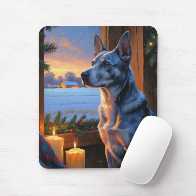 Blue Heeler With Christmas Lights Holiday  Mouse Pad (With Mouse)