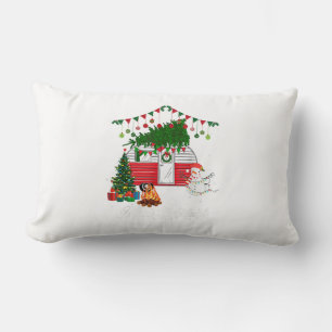 Blue Heeler With Christmas Sweater - Merry Christm Lumbar Cushion