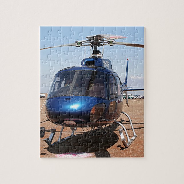 Blue helicopter jigsaw puzzle (Vertical)