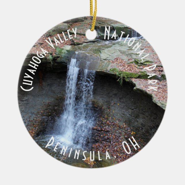 Blue Hen Falls at Cuyahoga Valley National Park Ceramic Ornament (Front)