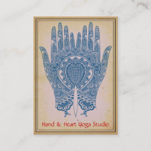Blue Henna Hands Yoga Studio Business Card