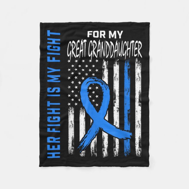 Blue Her Fight Diabetes Awareness Shirt Great Gran Fleece Blanket (Front)