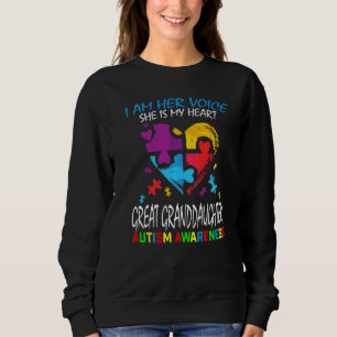 Blue Her Voice My Heart Great Granddaughter Autism Sweatshirt