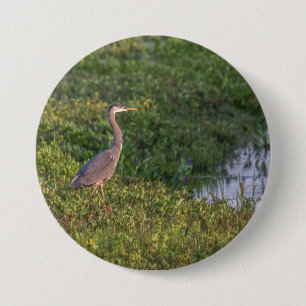 Blue Heron 7.5 Cm Round Badge