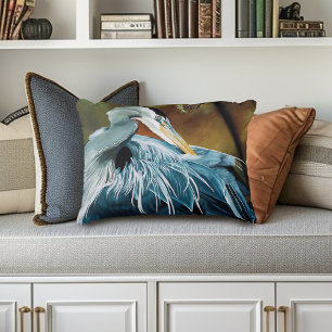Blue Heron Bird Decorative Cushion