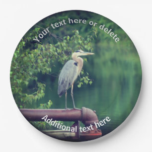 Blue Heron Bird Nature Personalised Party Paper Plate