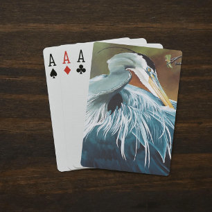 Blue Heron Bird Playing Cards