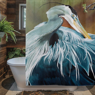 Blue Heron Bird Shower Curtain