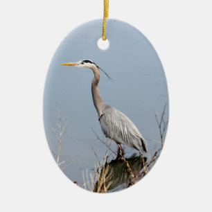 Blue Heron Ceramic Christmas Ornament