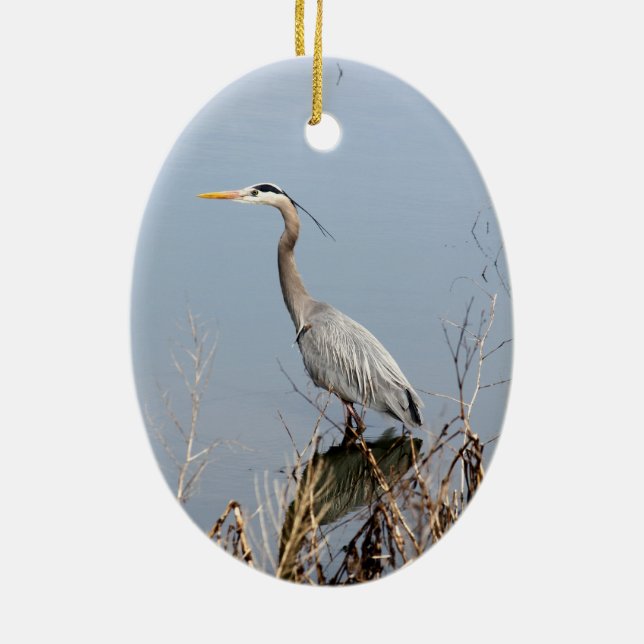 Blue Heron Ceramic Ornament (Back)