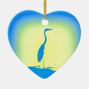 blue heron ceramic tree decoration