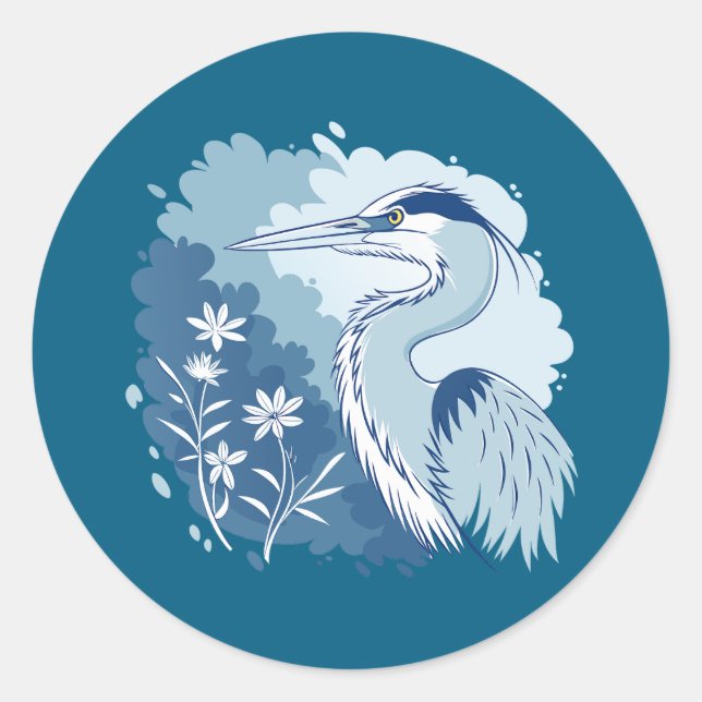 Blue Heron Classic Round Sticker (Front)