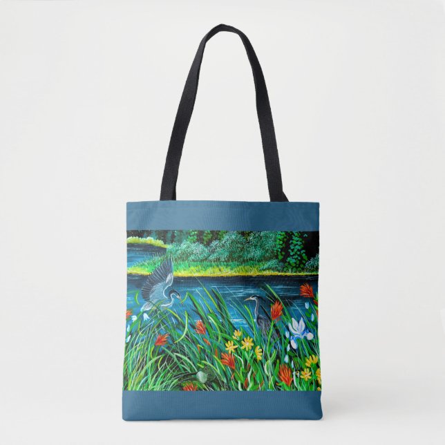 Blue Heron Couple Tote Bag (Front)