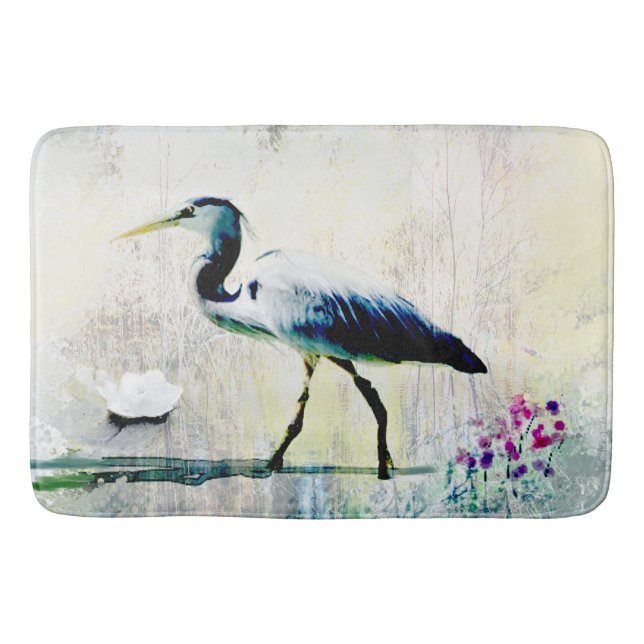 Blue Heron Custom Bath Mat (Front)