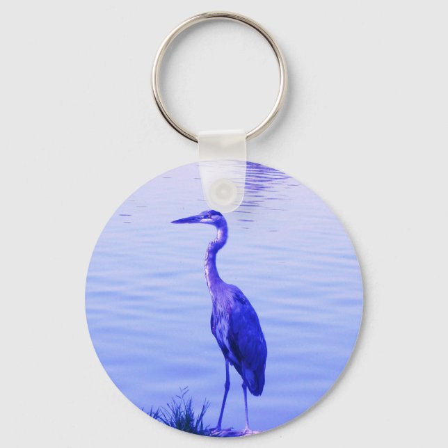 Blue Heron Egret Key Ring (Front)