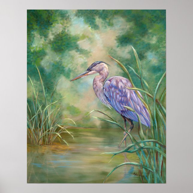 Blue Heron Fishing Poster (Front)