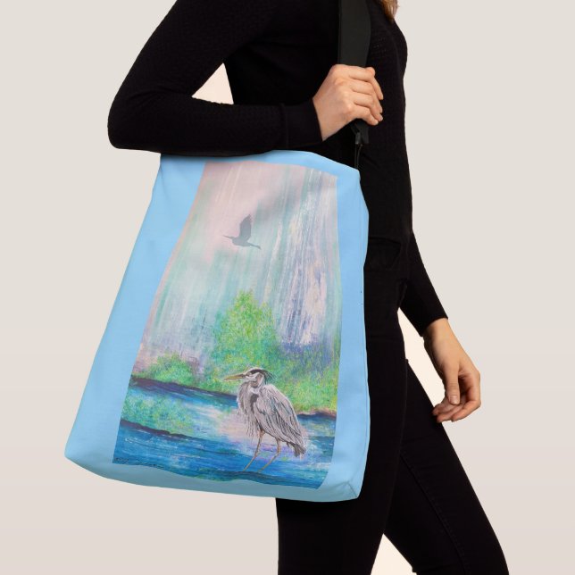 Blue Heron Grocery Bag (Close Up)